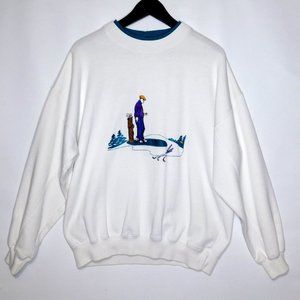 Vintage LORD & TAYLOR Kensington Collection Embroidered Golf Sweatshirt Mens L